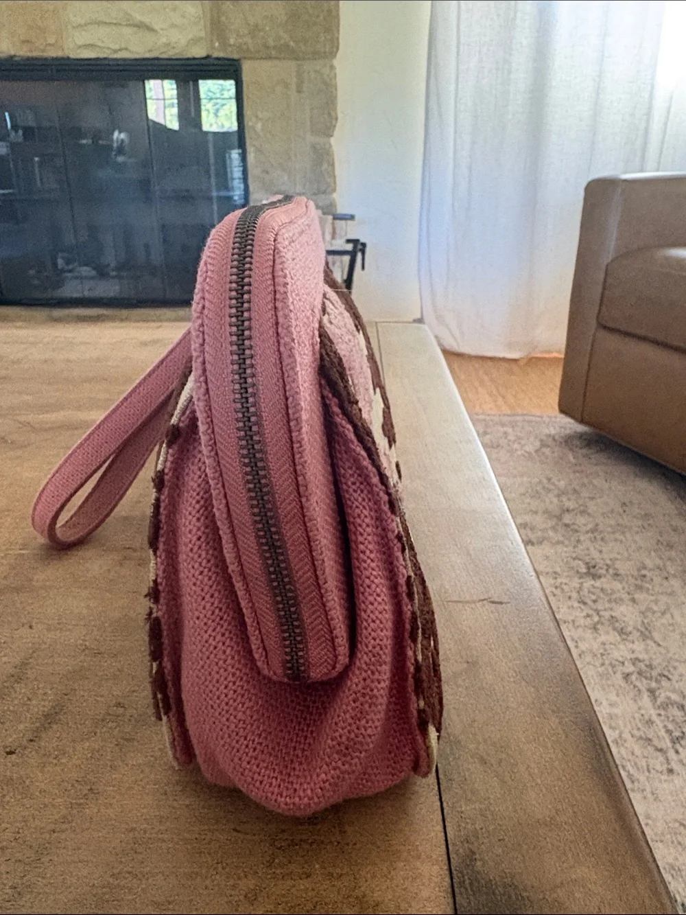 Cake Pink and Brown Damask Travel Pouch Set